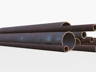 Steel Rusted Pipes Low-poly 3D model