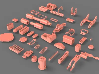 Hard surface kitbash scifi Pack 3D model