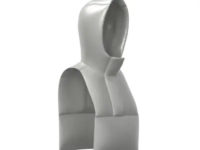 Grey Padded Hood Warmer 3D model