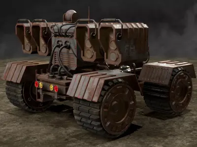 UGV Concept-3-Grey-Rusty Low-poly 3D model