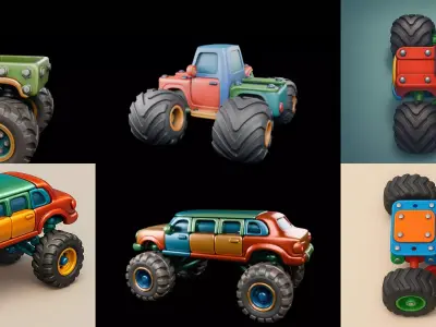Monster Truck bundle 11 pack 100 glb 3D model