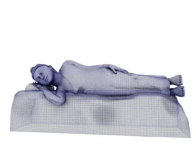 buddhastatue 3d model statue lying on rock 3D model