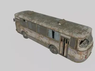 Future wasteland style abandoned bus 3D model