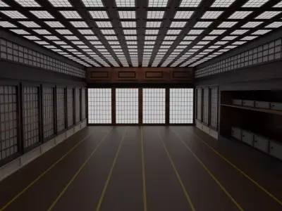Japanese training dojo Low-poly 3D model purchase
