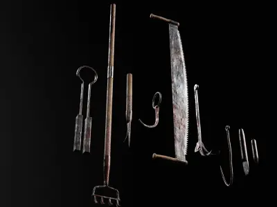 Bloody Torture Tools  Low-poly 3D model
