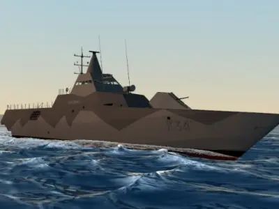 Visby military ship Low-poly 3D model