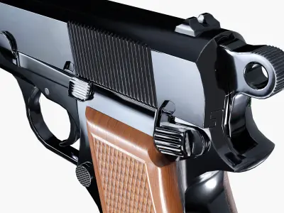 Hi-Power Pistol - Rigged Low-poly 3D model