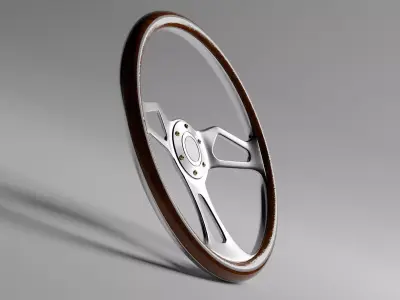 Classic Vintage Style Steering Wheel 3D model