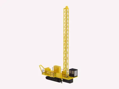 Drill Rig Construction D6240 Simplified Low-poly 3D model