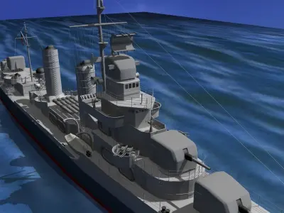 Gleaves Class Destroyer USS Ingraham DD444 3D model