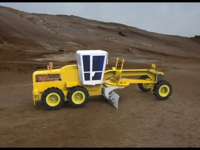 Motoniveladora bulldozer in desert Free 3D model