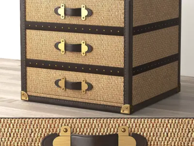 MAYFAIR RATTAN 3-DRAWER CUBE 3D model