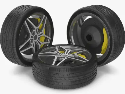 Sports Car Wheel 3D model by 3dmi