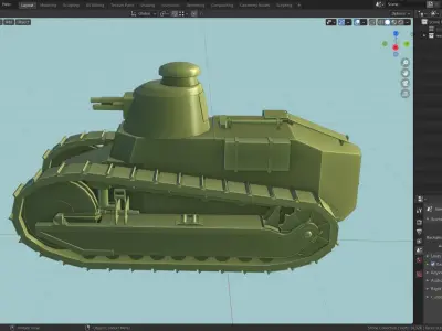 Renault FT 17 Tank Base Mesh Low-poly 3D model