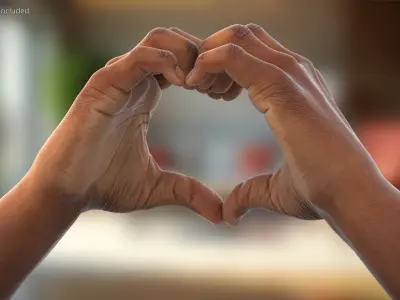 Black Male Hands in Heart Symbol Pose 3D model