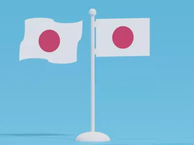 Cartoon Japanese Flag 3D model