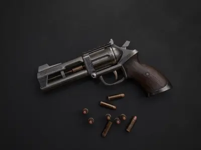 Horn Game Ready Revolver Low-poly 3D model