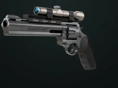 Revolver 04 Silver Model Taurus Raging All PBR Unity UE Textures Low-poly 3D model