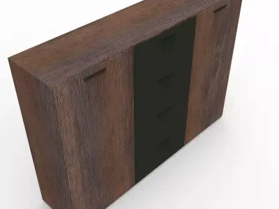 Cabinet sideboard with drawers Low-poly 3D model