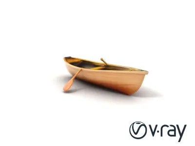 Realistic Wooden Rowboat with Oars model pack Low-poly 3D model