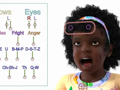Girl Child Black Home Style Rigged 3D model