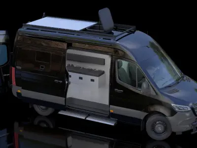 Mercedes Bulletproof Armored Van Rigged 3D model
