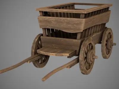 Wood Cart Low-poly 3D model purchase