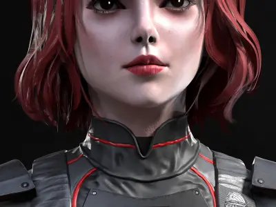 Sci-Fi Girl 2 Low-poly 3D model