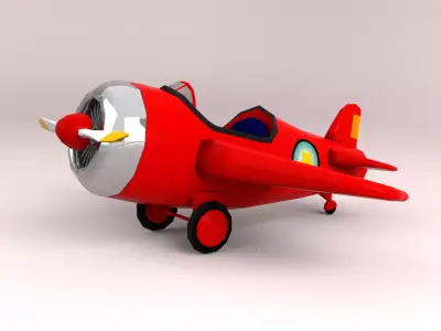 Rigged Cartoon Plane Low-poly 3D model