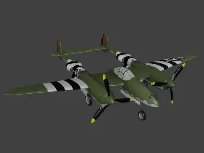 Lockheed P 38 Lightning Low-poly 3D model