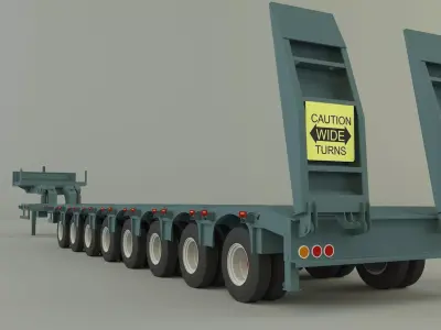 8 axle semi trailer 3D model
