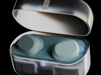 Cartoon-Style Wireless Earphones with Case Free 3D model