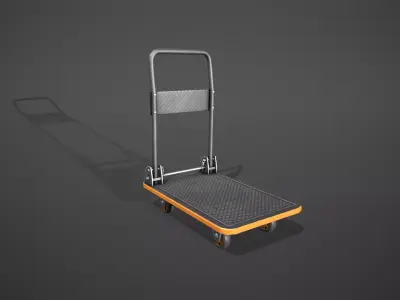 Folding Platform Truck - Trolley - Orange Accents Low-poly 3D model