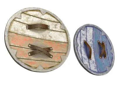 Viking Shield Wood Set Low Poly Low-poly 3D model