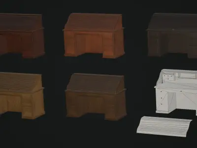Antique Office Sets Low-poly 3D model