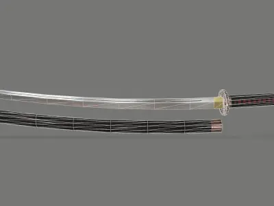 PBR Katana Japanese Sword Low-poly 3D model