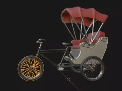 Bicycle Rickshaw  Vintage 3D Pedicab 3D model
