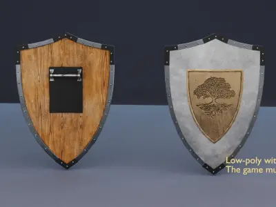 Viking shield Low-poly 3D model 24