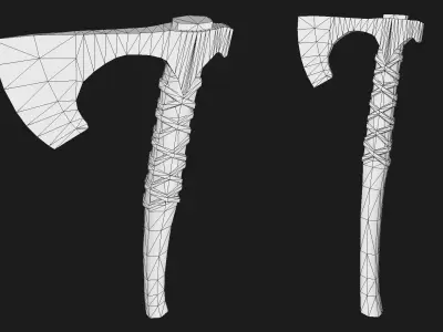 Viking Battle Axe Low-poly 3D model 3