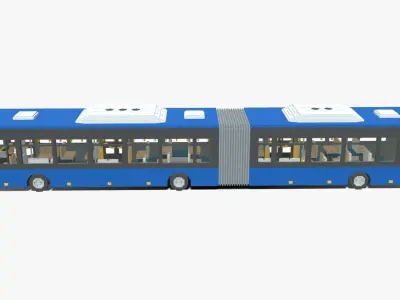 Voxel Articulated Bus Low-poly 3D model