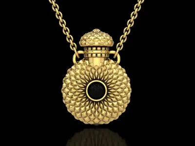 Round Textured Perfume Bottle Pendant 3D print model