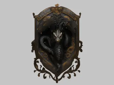 Three Headed Dragon Emblem Low-poly 3D model