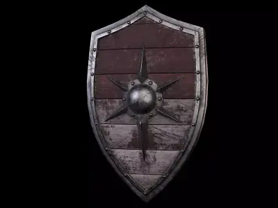 Old Shield damaged Low-poly 3D model
