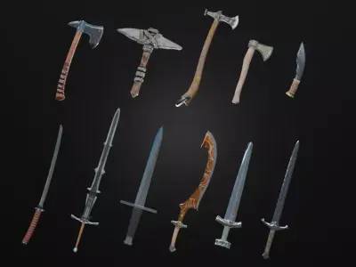 Melee Pack Game Ready Low-poly 3D model
