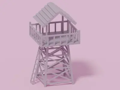 Low Poly Wooden Watch Tower 3D model