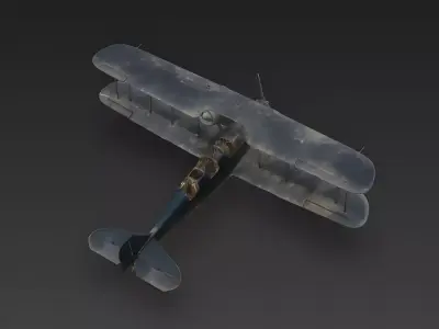 WWI Twin-Engine Heavy Bomber 3D Model Low-poly 3D model