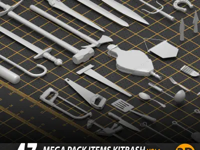 Mega pack tools kitbash vol1 Low-poly 3D model