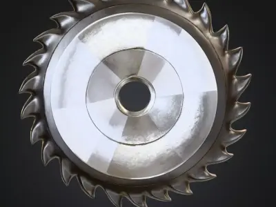 Industrial Saw Blade 3D Model High Poly Metallic Cutting Tool Low-poly 3D model