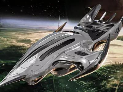 Scifi Fighter - Spaceship Low-poly 3D model