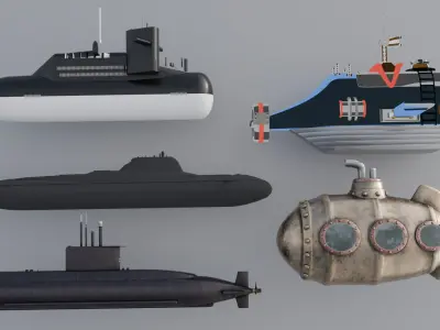 Submarine Pack Of 10 3D model